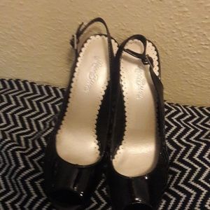 Faux leather sling backs